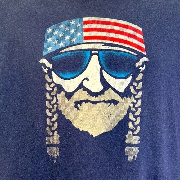 Delta - Willie Nelson Navy American Flag Graphic Short Sleeve T Shirt Size XL - Picture 3 of 8